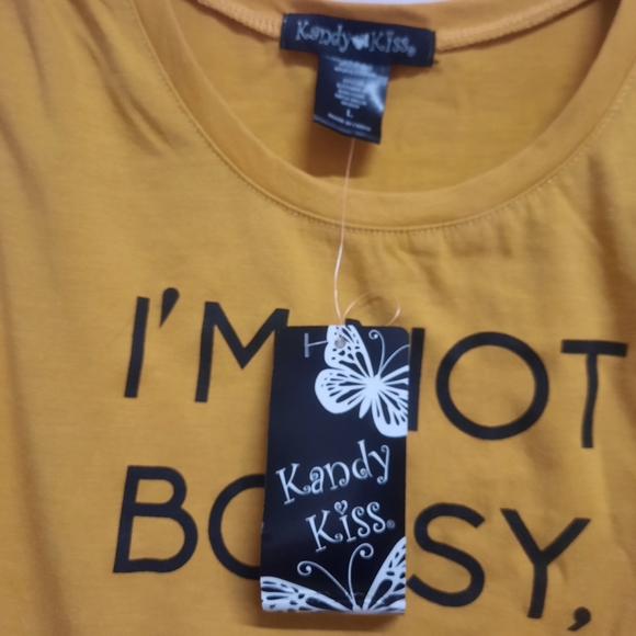 5/$30 NWT Kandy Kiss Mustard Yellow Sarcastic Tank Large - Picture 5 of 6